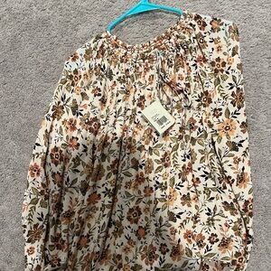 Faherty Cream Smocked Blouse